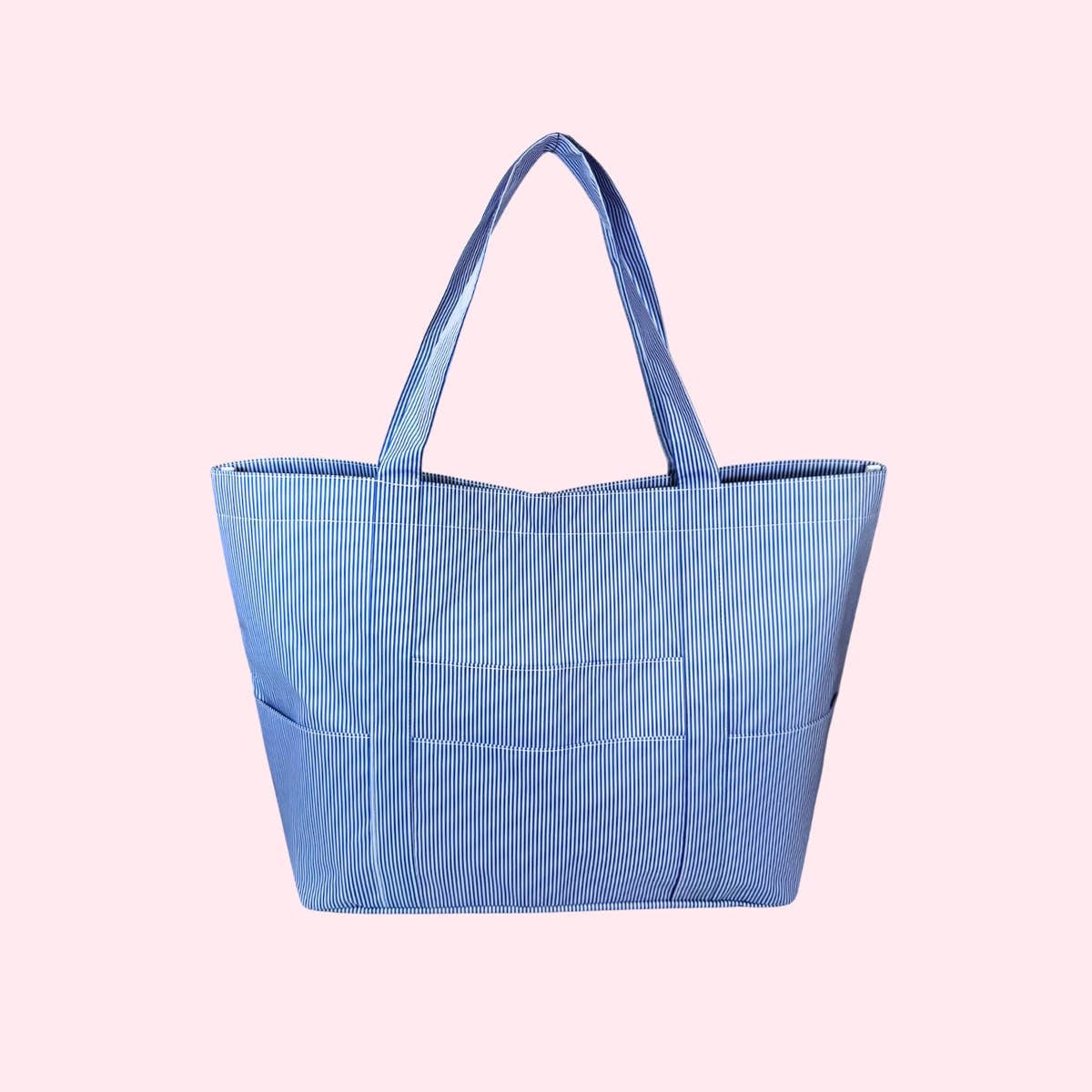 XL Navy Preppy Stripe Tote