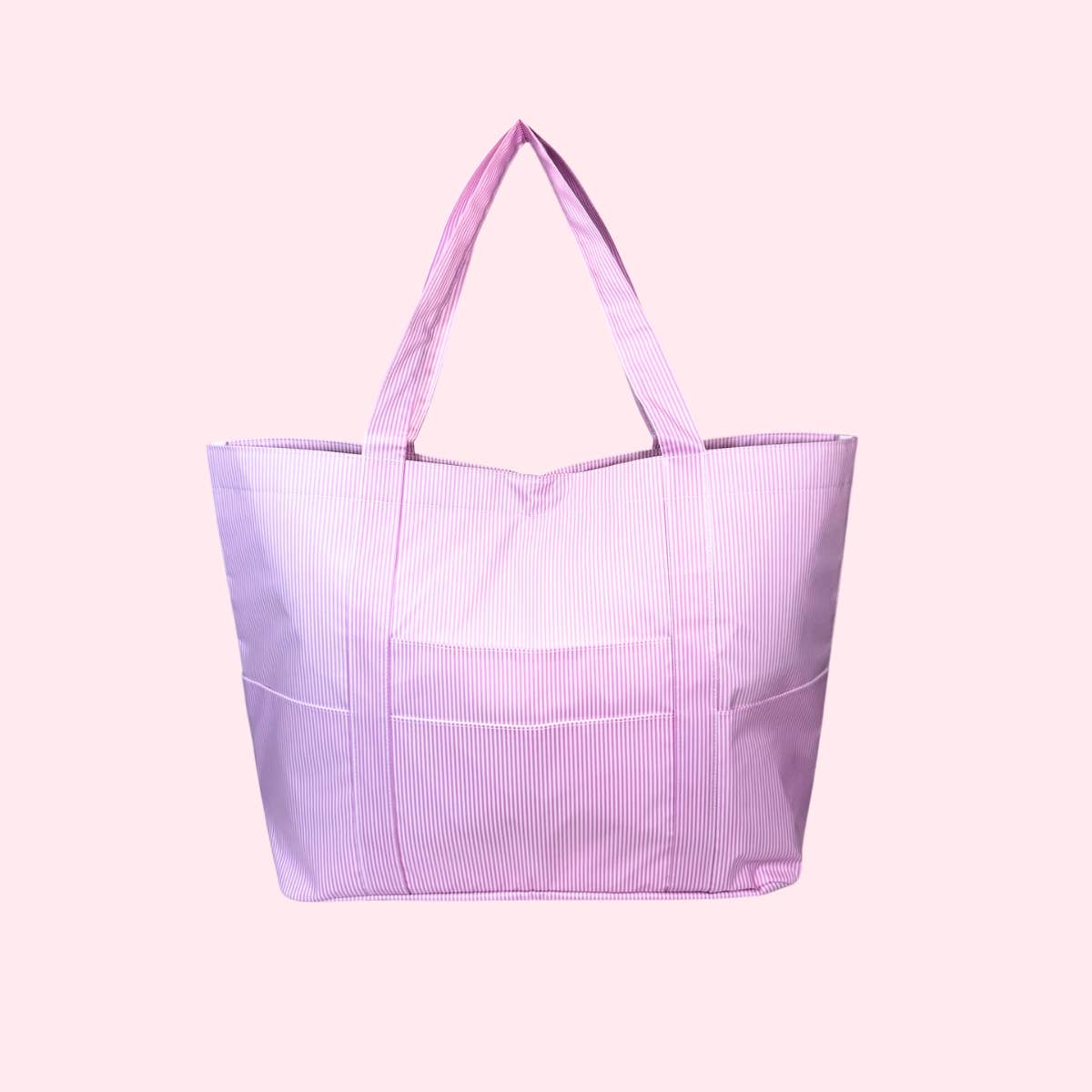 XL Pink Preppy Stripe Tote
