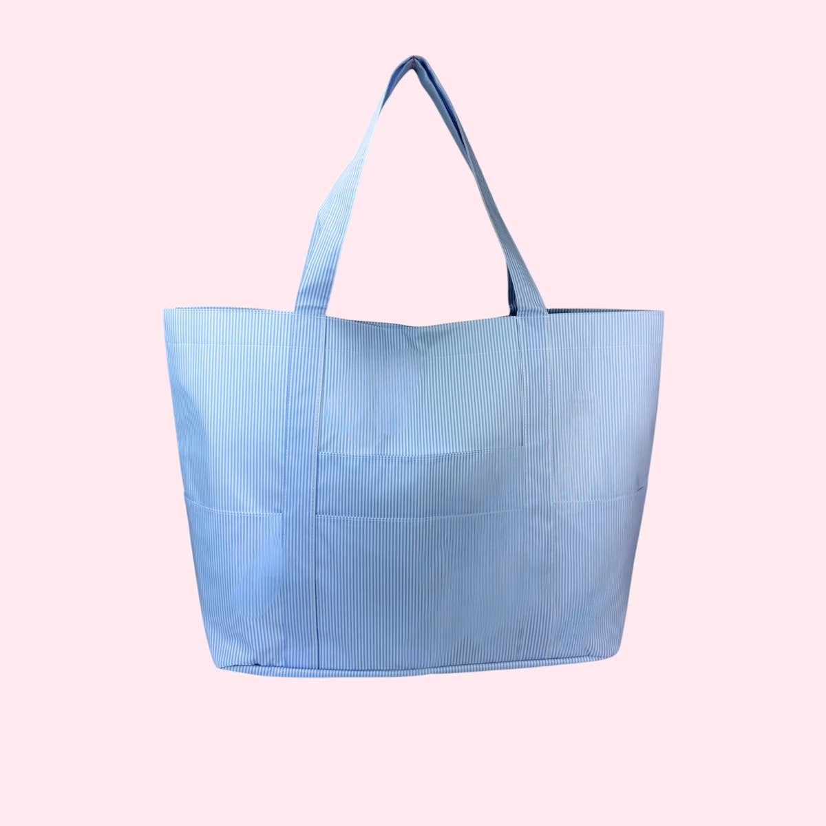 XL Baby Blue Preppy Stripe Tote